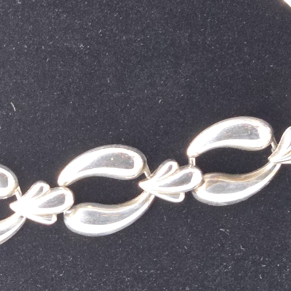 Paisley & Floral Shaped Silver Tone Link Choker Necklace Vintage - Picture 5 of 5